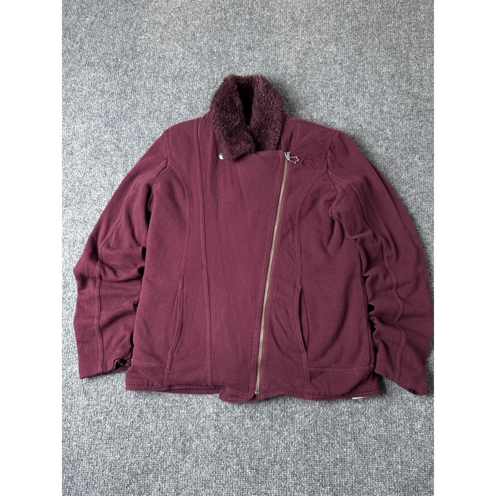 Womens Fox Racing Sherpa Lined Moto Jacket Burgundy, Size XL
